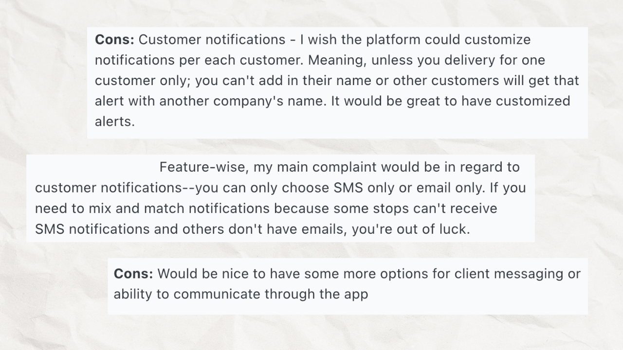 customer reviews about routific's customer notifications