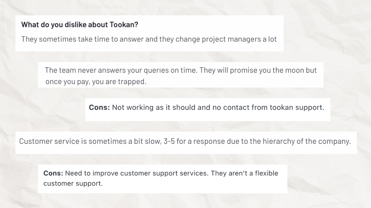 Customer reviews about Tookan's poor customer service