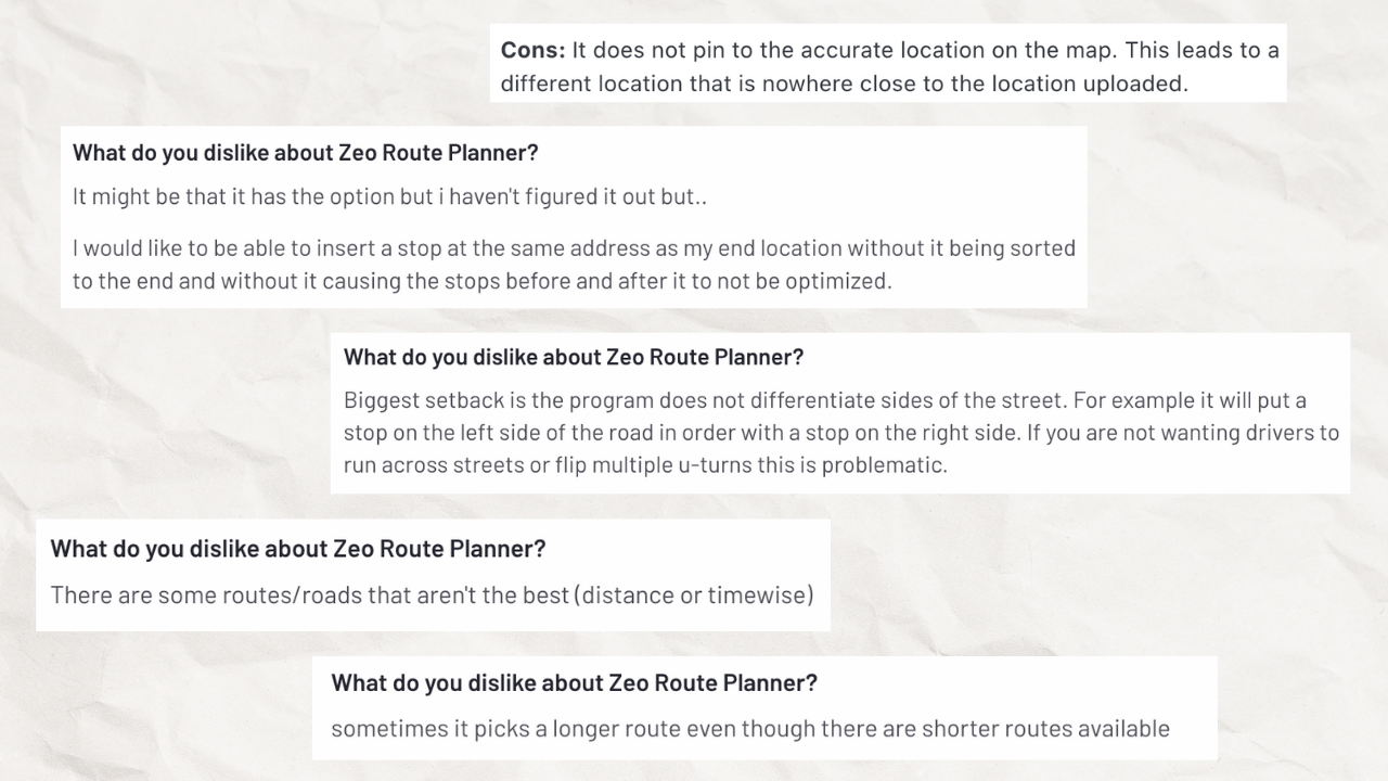 zoe planner route optimization issues